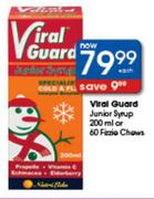Viral Guard Junior Syrup-200ml Or 60 Fizzio Chews Each
