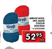 Mirage Wool 4Ply Asstd Colour 20 x 25Gm-Each