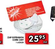 Zap Extension Cord 3Mt-Each