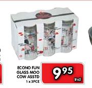 Econo Fun Glass Moo Cow Asstd-1 x 3Pce