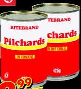 Ritebrand Pilchards in Tomato/Hot Chilli Sauce-425gm