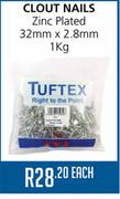 Clout Nails Zinc Plated 32mmx2.8mm-1kg