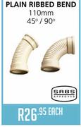 SABS Approved Plain Ribbed Bend-110mm Each