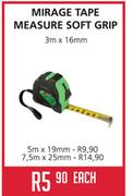 Mirage Tape Measure Soft Grip(3mx16mm)-Each