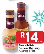 Steers Relish, Sauce Or Dressings-375Ml Each