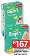  Pampers Jumbo Pack New Baby Mini-94's, Active Baby Midi-82's Per Pack