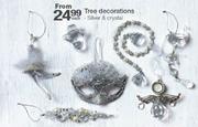 Tree Decorations Silver & Crystal-Each