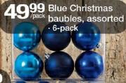 Blue Christmas Baubles 6 Pack-Per Pack