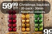 Christmas Baubles 20 Pack 30mm-Per Pack