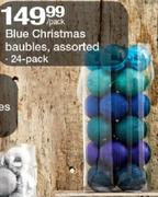 Blue Christmas Baubles 24 Pack-Per Pack