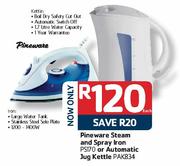 Pineware Steam & Spray Iron PS170/Automatic Jug Kettle PAK834