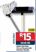 Addis Wet Mop-100g/Broom With Wooden Handle-Each