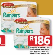 Pampers Premium Care Jumbo Pack New Born(94s, Mini 90s, Midi 80s, Maxi 66s Or Junior 56s)-Per Pack