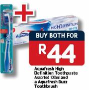 Aquafresh High Definition Toothpaste-100ml And A Aquafresh Buzz Toothpaste