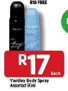 Yardley Body Spray Assorted-90ml Each