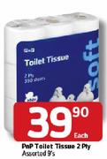 PnP Toilet Tissue 2 Ply Assorted-9's