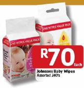 Johnsons Baby Wipes Assorted 240's