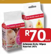 Johnsons Baby Wipes Assorted-240's