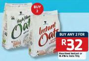 Heartland Instant Or Hi-Fibre Oats-2x750g