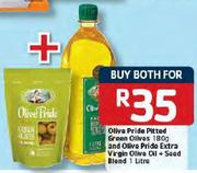 Olive Pride Pitted Green Olives 180g And Olive Pride Extra Virgin Olive Oil+Seed Blend-1L