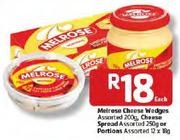 Melrose Cheese Wedges Assorted 200g, Cheese Spread Assorted 250g Or Portions Assorted-12x18g Each