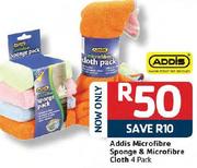 Addis Microfibre Sponge & Microfibre Cloth -4 Pack