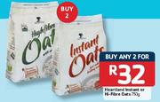 Heartland Instant Or Hi-Fibre Oats-2x750g Each
