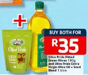 Olive Pride Pitted Green Olives-180g And Olive Pride Extra Virgin Olive Oil+Seed Blend-1L