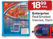 Enterprise Red/Smoked Viennas-500gm
