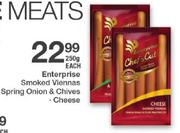 Enterprise Smoked Viennas Spring Onion & Chives/Cheese-250g Each