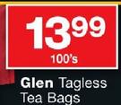 Glen Tagless Tea Bags-100's Pack