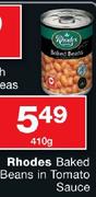 Rhodes Baked Beans In Tomato Sauce-410g