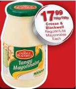 Crosse & Blackwell Regular/Lite Mayonnaise-750/790g Each