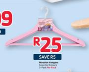 Wooden Hangers Assorted Colours 3-Pack-Per Pack