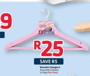 Wooden Hangers Assorted Colours 3-Pack-Per Pack