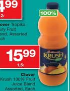Clover Krush 100% Fruit Juice Blend Assorted-1.5L