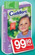 Cuddlers Disposable Nappies Newborn-48's/Small-44's/Midi-52's/Maxi-50's/Maxi Plus-48's Per Pack