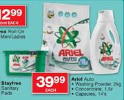 Ariel Auto Washing Powder-2kg/Concentrate-1.5L/Capsules-14's Each