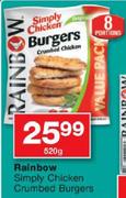 Rainbow Simply Chicken Crumbed Burgers-520g