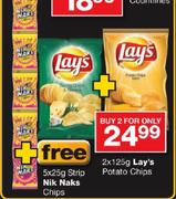 Lay's Potato Chips-2x125g+ Strip Nik Naks Chips-5x25g Free