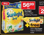 Sunlight Hand Wash Washing Powder 3kg+ Sunlight Fabric Softener Refill 500ml