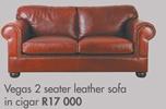 Vegas 2 Seater Leather Sofa In Cigar