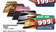Eclipse Shaggy Rugs-160cm x 220cm each