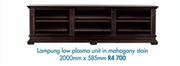 Lampung Low Plasma Unit In Mahogany Stain 2000x585mm
