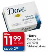 Dove Cream Bar-2 x 100g Per Pack 
