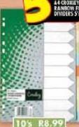 A4 Croxley Rainbow File Dividers-5's