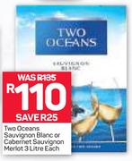 Two Oceans Sauvignon Blanc Or Cabernet Sauvignon Merlot-3Ltr Each