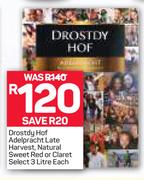 Drostdy Hof Adelpracht Late Harvest, Natural Sweet Red or Claret Select-3Ltr Each