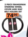 Frangipani Steering Wheel Cover & Seat Belt Holder Set-3 Piece