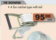 Tie Downs 4 Ton Rachet Type With Tail